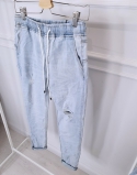 spodnie jeansowe na gumce w pasie lamaja butik