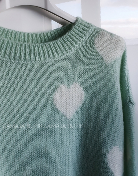 miętowy sweterek w serca lamaja butik 2