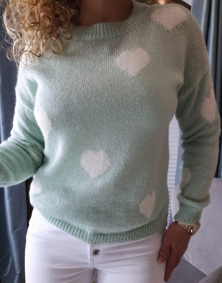 miętowy sweterek w serca lamaja butik 7