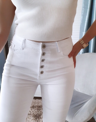 białe spodnie bez dziur z wysokim stanem 5