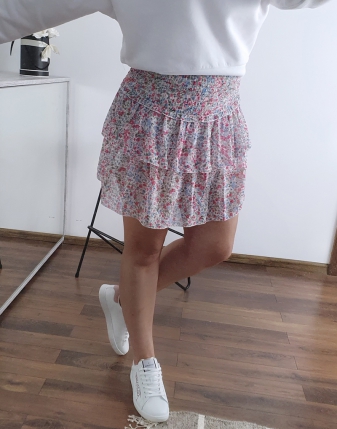 kolorowa spódniczka mini z falbankami