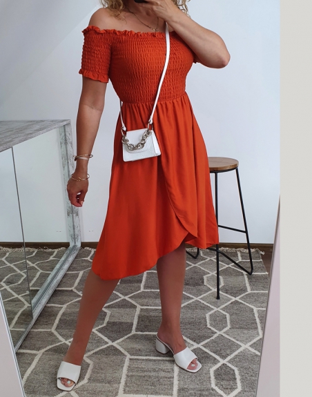 marszczona sukienka rdzawa 6