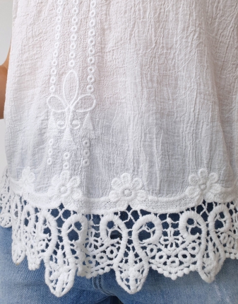 Bluzka bawełniana z haftem Goha 3 top haftowany bluzka biała  damska bawełniana  z dekoltem na plecach 12819