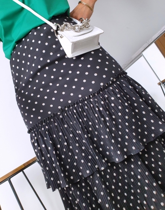 Spódnica Midi White Dots 5 spódnica w grochy, spódnice w grochy, 12931