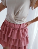 Spódniczka Mini Magnolia 14 spódniczka mini z falbankami , pudrowy róż, spódniczki na gumce 13075