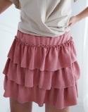 Spódniczka Mini Magnolia 17 spódniczka mini z falbankami , pudrowy róż, spódniczki na gumce 13078