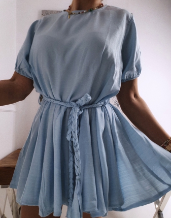 sukienka niebieska lniana