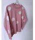 SWETEREK  POWDER LOVE 2 sweterek różowy pudrowy pastelowy w białe serca , stylizacje wiosna 14686