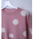 SWETEREK  POWDER LOVE 4 sweterek różowy pudrowy pastelowy w białe serca , stylizacje wiosna 14688