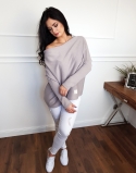 SWETER DAMSKI Z DEKOLTEM GRAYPINK 1 modny damski sweter oversize z dekoltem szary, butik online 2947