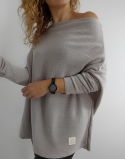 SWETER DAMSKI Z DEKOLTEM GRAYPINK 6 modny damski sweter oversize z dekoltem szary, butik online 6631
