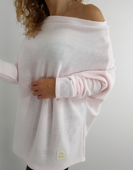 sweter oversize różowy