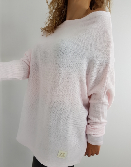 sweter oversize różowy