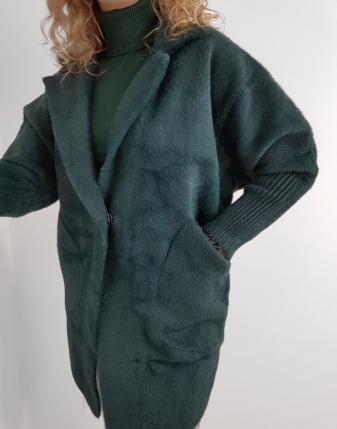 PŁASZCZ ALPAKA GREEN 3 damski Płaszcz z alpaki , modny kolor zielony szmaragdowy, alpaka 7688