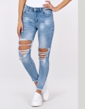 spodnie jeansowe ankle z dziurami