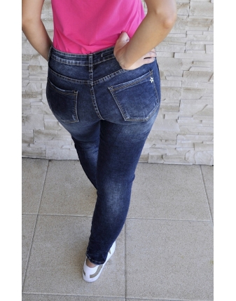 JEANSY GRANATOWE Z LAMPASEM 4 jeansy spodnie damskie granatowe, ciemne rurki L, 40 839