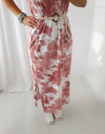 sukienka maxi batik róż