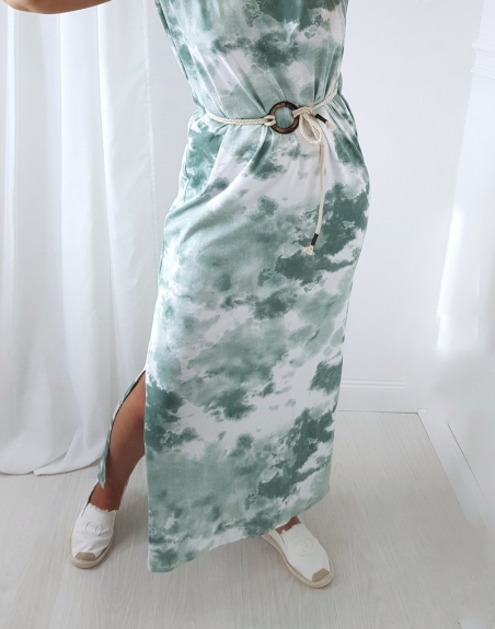 sukienka maxi batik turkus