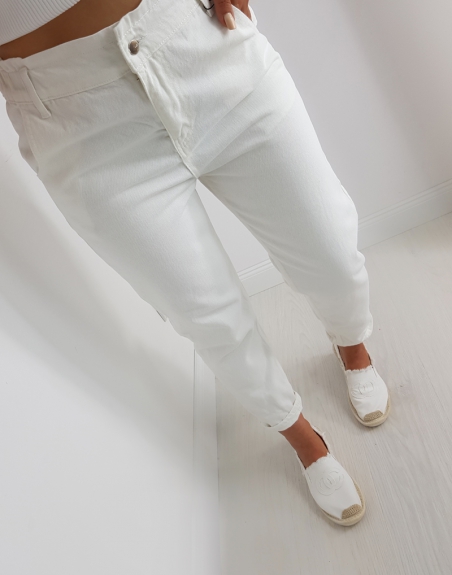 SPODNIE TYPU SLOUCHY WHITE 7 białe spodnie damskie 9375